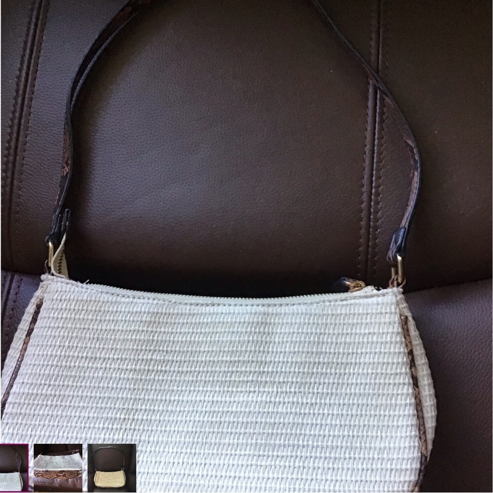 Cream Textured Shoulder Bag with Structured Design